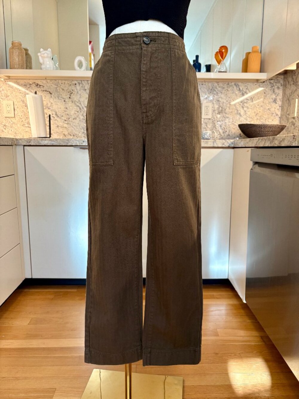 Everlane Organic Cotton Herringbone Fatigue Pants Brown Size 2
